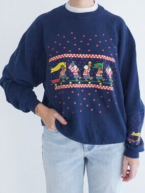 Vintage Navy Red Green Apple Polka Dot Children Flag Checker Stripe L